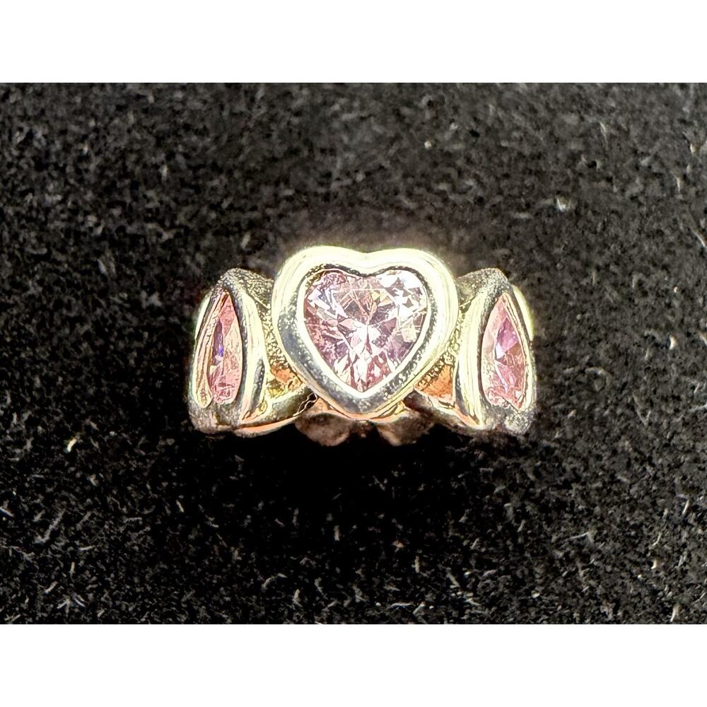 RL 925 Hearts Bead Charm Sterling Italy Pink Silver
